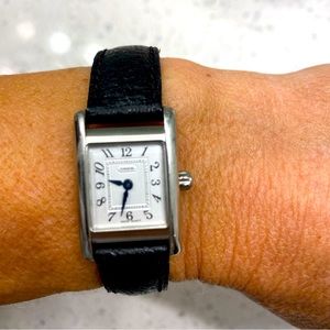 COACH genuine leather black band watch.